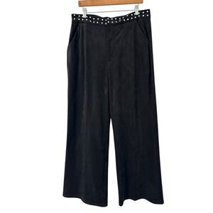 Dear John Women's Fiona High Rise Wide Leg‎ Suede Jeans Studded Detail Size 32